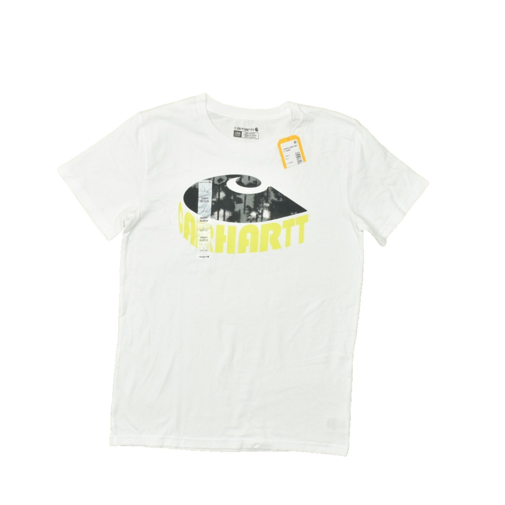 Carhartt Kids Short Sleeve Camo Graphic Tee White Cotton Size L (14-16) NEW